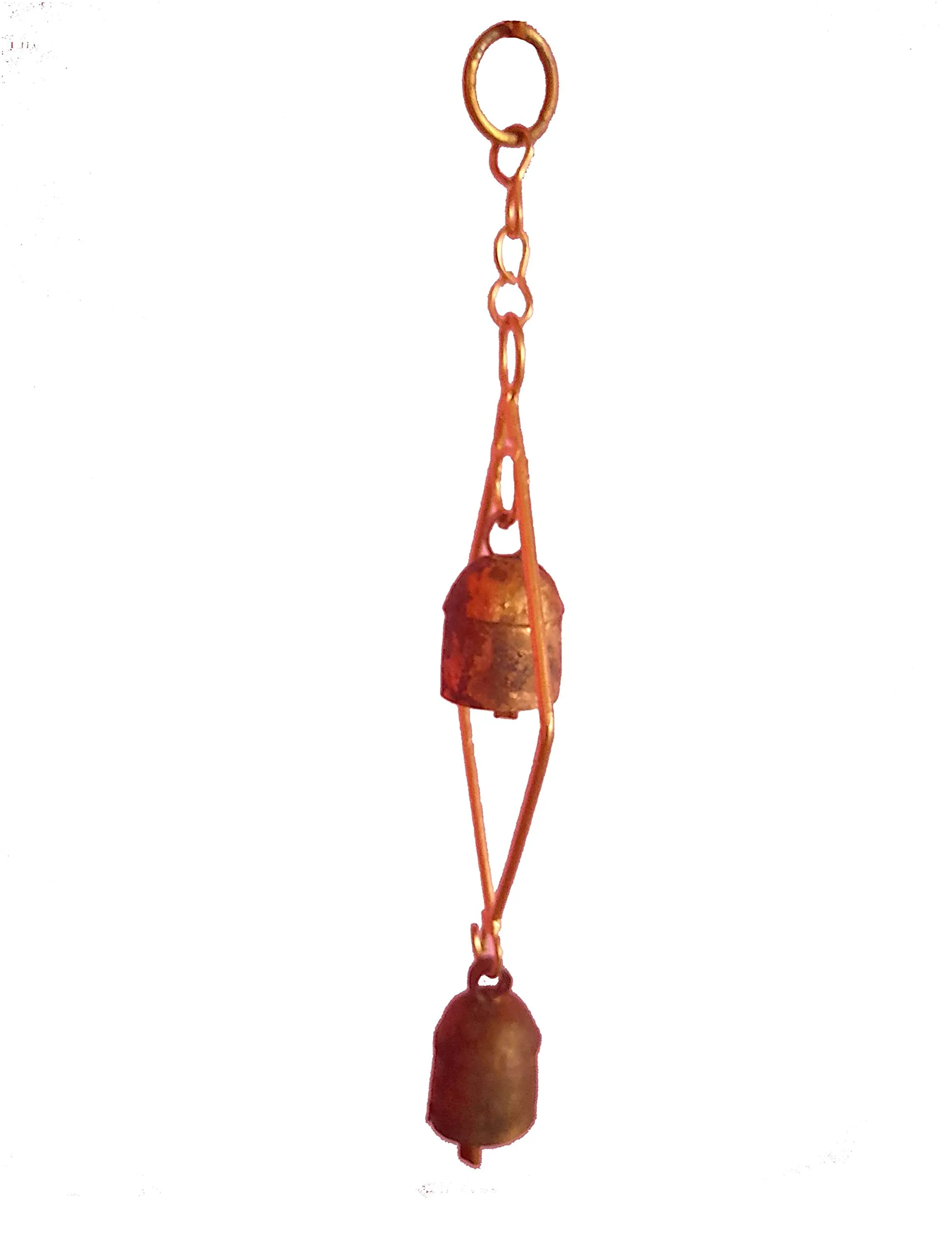 New Zummar House Handmade Diamond Chime with 2 Copper Coated Kutch Metal Bells/Wind Chimes Bell/Gold Color Chime and Brown Bells