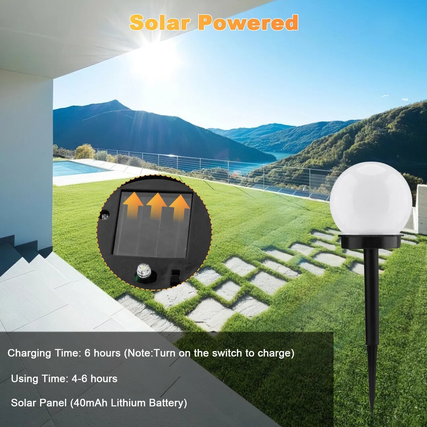 Outdoor Solar Lights Garden Lawn Yard Patio Landscape Ball Pathway Lamp Decor Yard