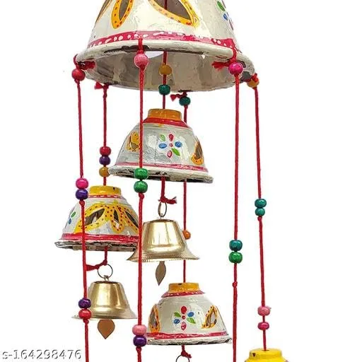 PANCHOLI Unique Rajasthani Design Handcrafted Hanging Windchimes|Latkan with 8 Bells for Home Decor & Positive Energy (5)