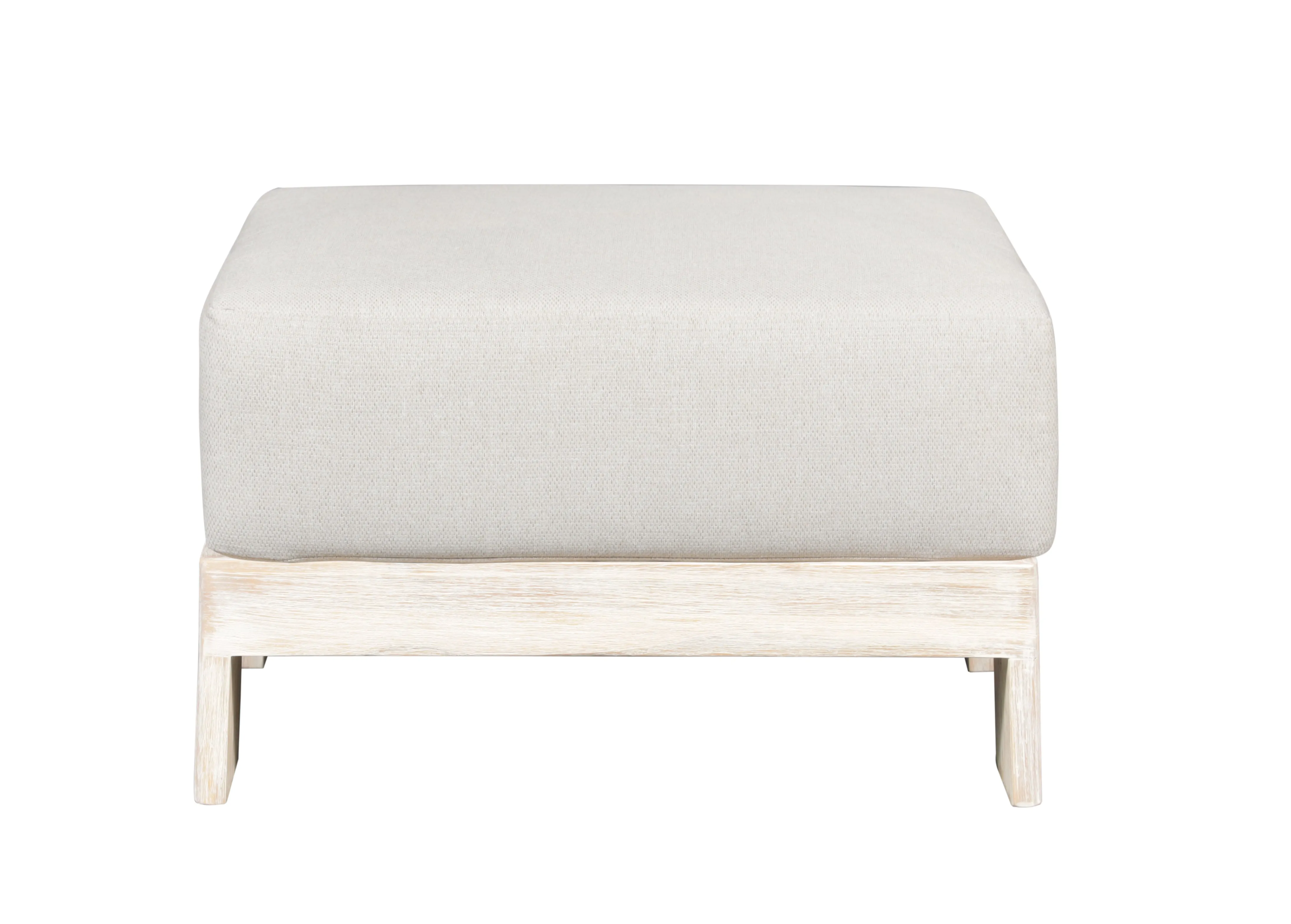 Paradiso Outdoor Teak Natural Look Ottoman - Gray Fabric