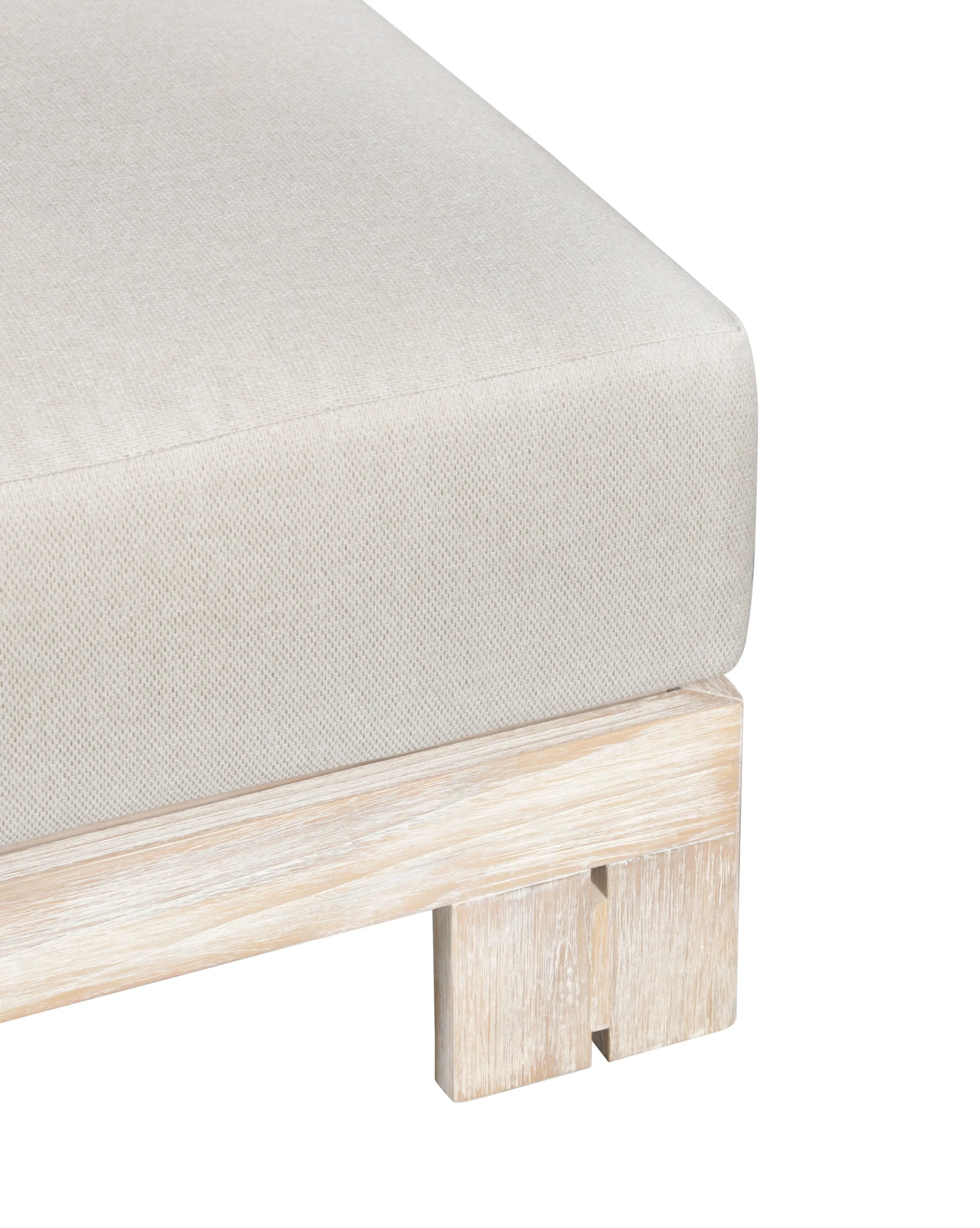 Paradiso Outdoor Teak Natural Look Ottoman - Gray Fabric