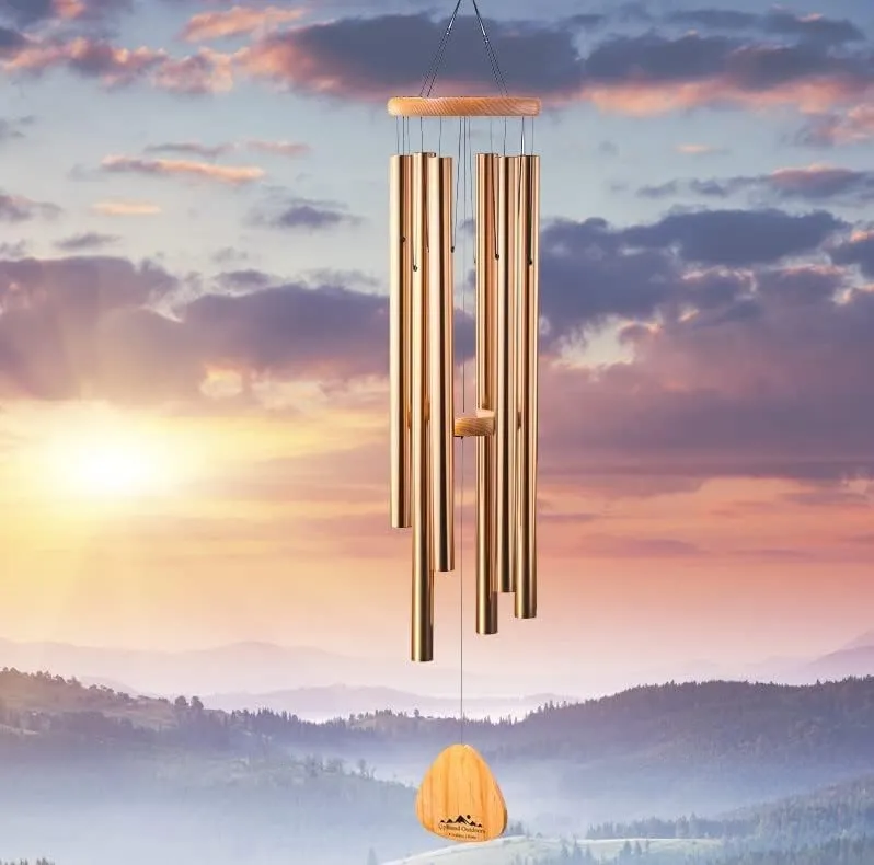 Paybox Memorial Wind Chime Outdoor Large Deep Tone Amazing Grace Wind-Chime with 6 Aluminum Tubes Elegant Melodic Sympathy Chimes Windbell Home&Garden Decor Patio Balcony Gift (6 Tubes)