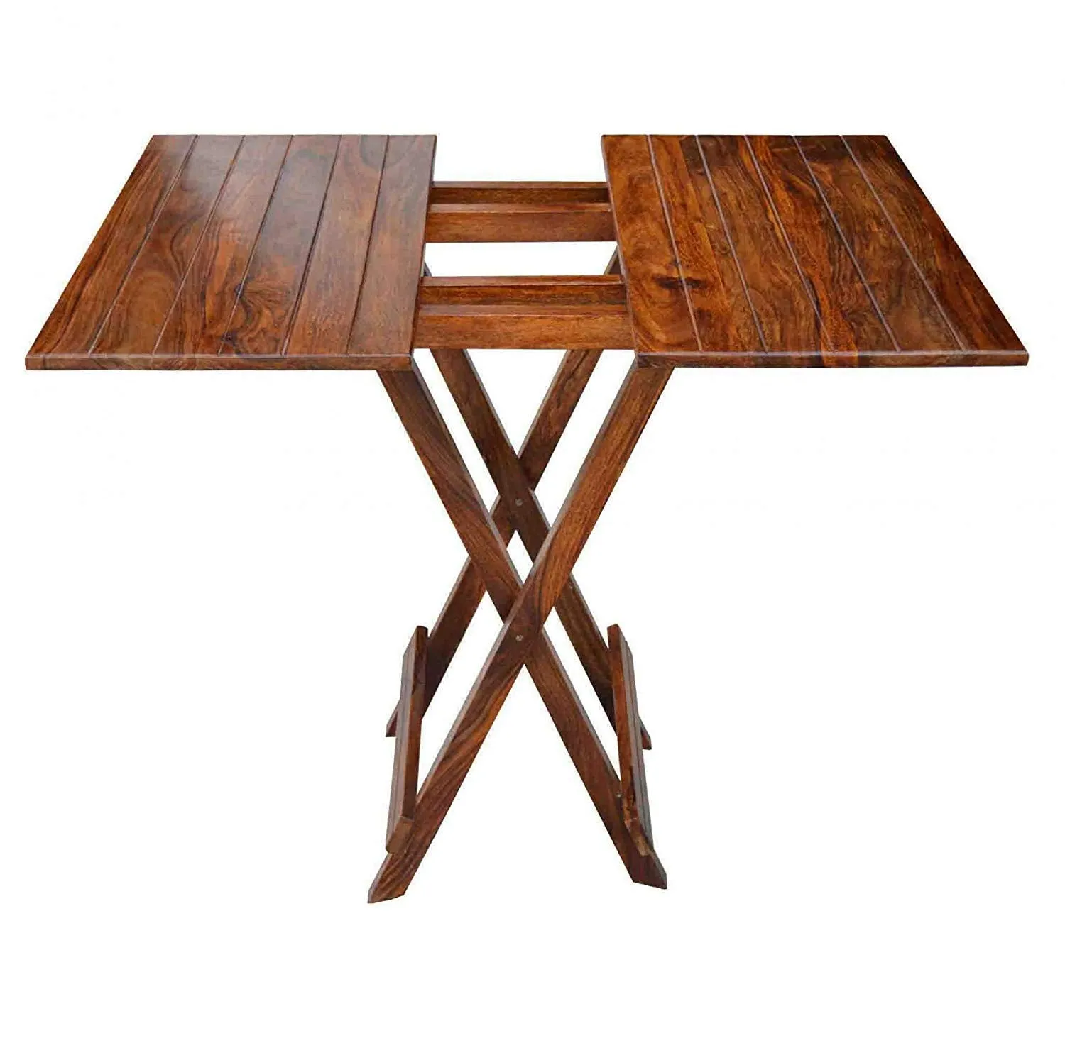 Shubam Decor Sheesham Wood Square Folding Table | Coffee Table | Outdoor and Garden Table (Standard, Honey Finish)