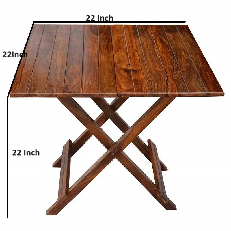 Shubam Decor Sheesham Wood Square Folding Table | Coffee Table | Outdoor and Garden Table (Standard, Honey Finish)