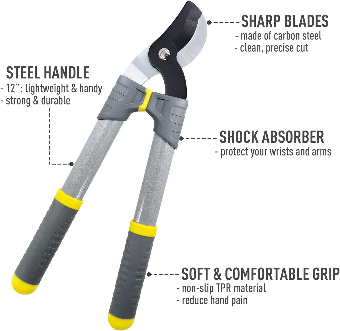 Small Bypass Loppers 17-Inch, Light Duty Bypass Tree Trimmer, Branch Cutter with 1.25 Inch Clean Cut Capacity