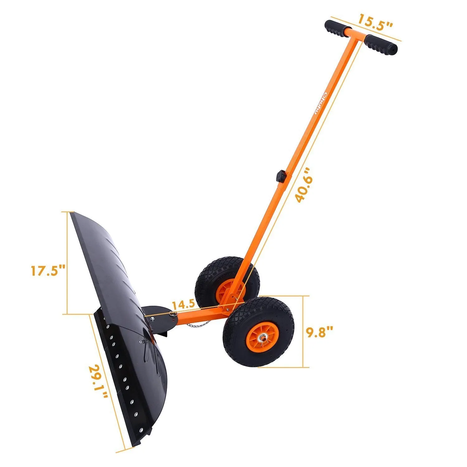 Snow Shovel, Ohuhu Adjustable Wheeled Snow Pusher, Heavy Duty Rolling Snow Plow Shovels, Efficient Snow Plow Snow Removal Tool&#x3010;UPGRADED VERSION&#x3011;