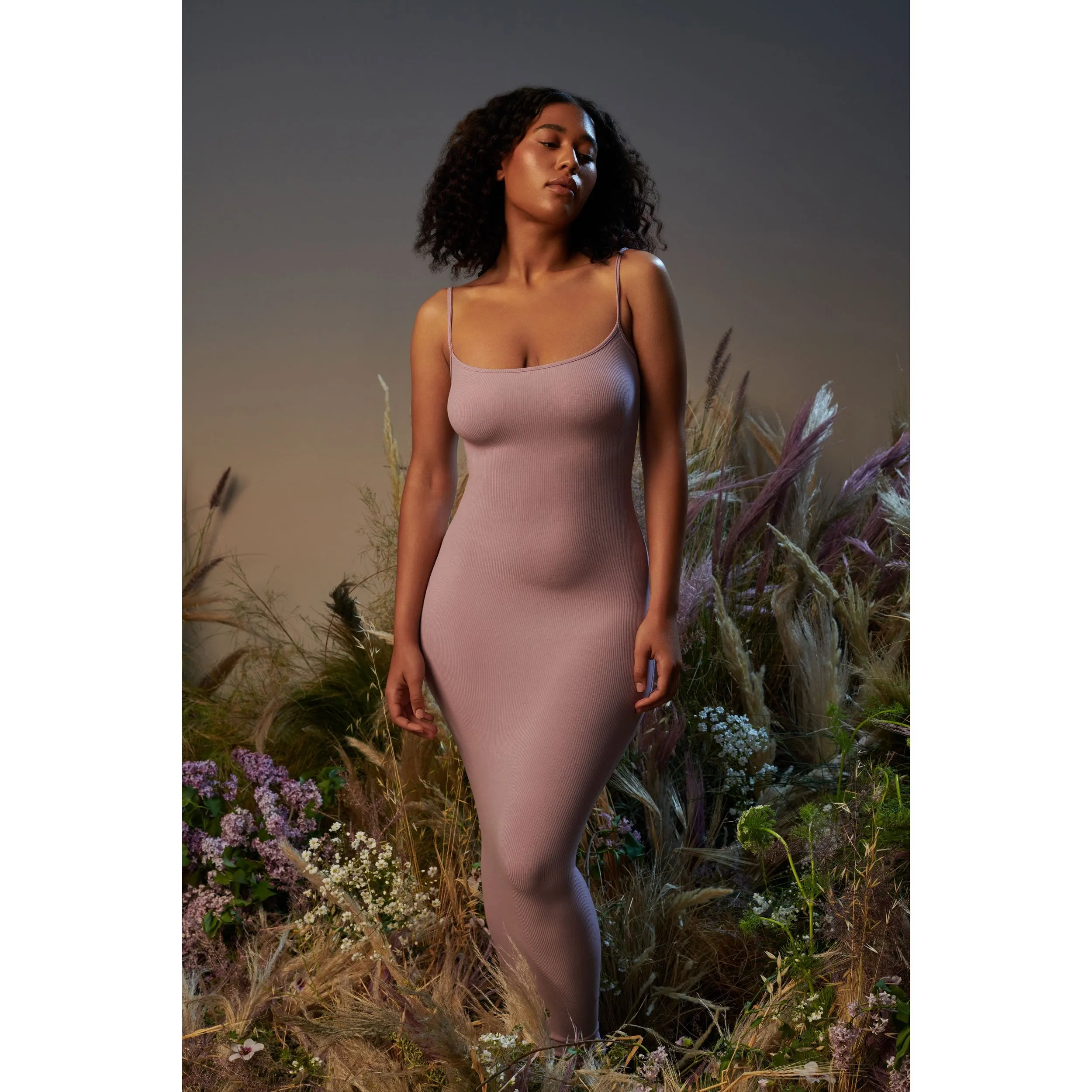 SOFT LOUNGE LONG SLIP DRESS | ORCHID