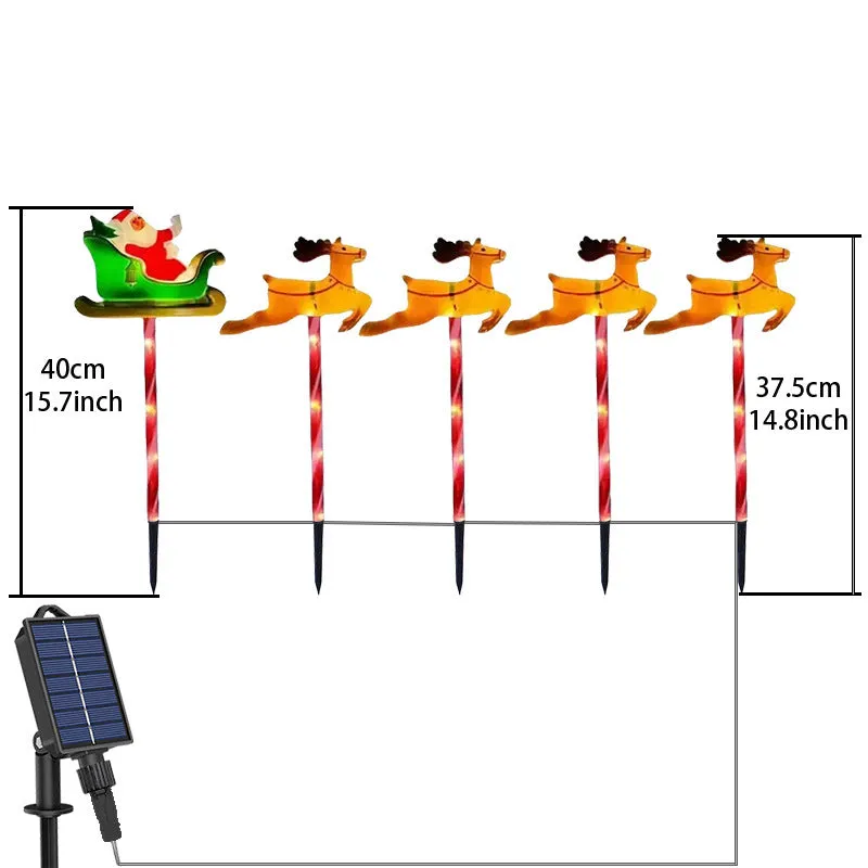 Solar LED Christmas Reindeer & Santa Sleigh Outdoor Stake Lights – Festive Garden and Yard Decor