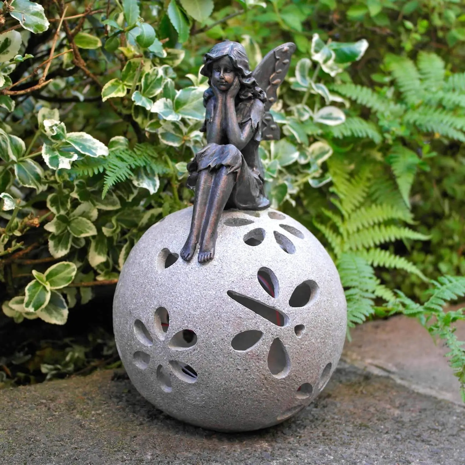 Solar Power Garden Ornament Light Sitting Angel Fairy