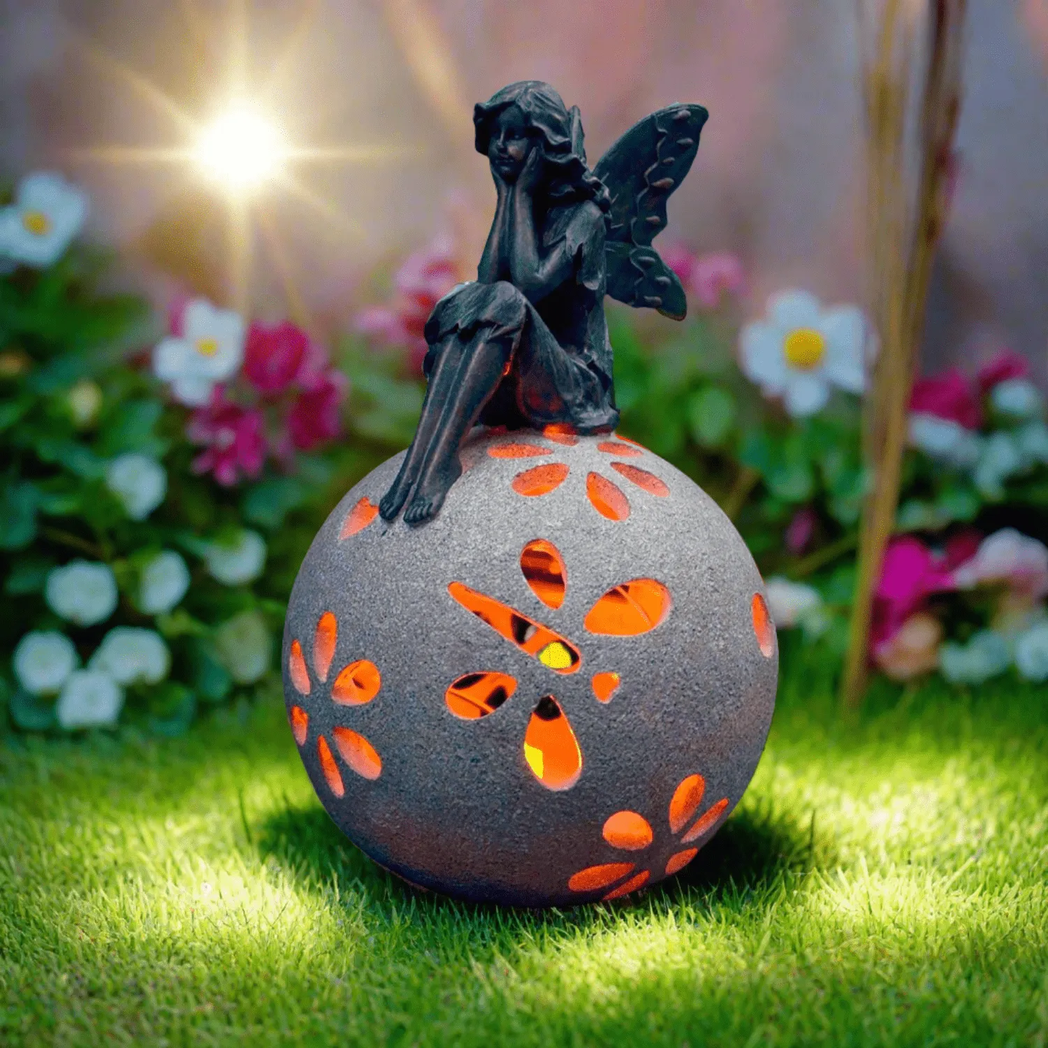 Solar Power Garden Ornament Light Sitting Angel Fairy