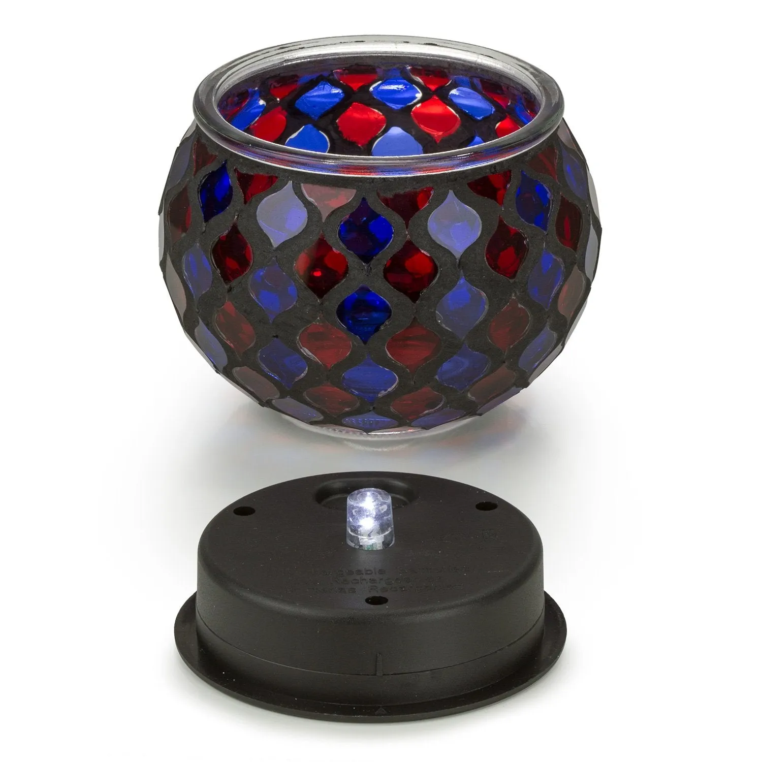 Solar Powered Mosaic Glass LED Outdoor Decorative Table Light (Red and Blue