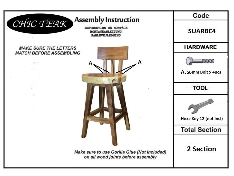 Suar Costa Mesa Live Edge Barstool