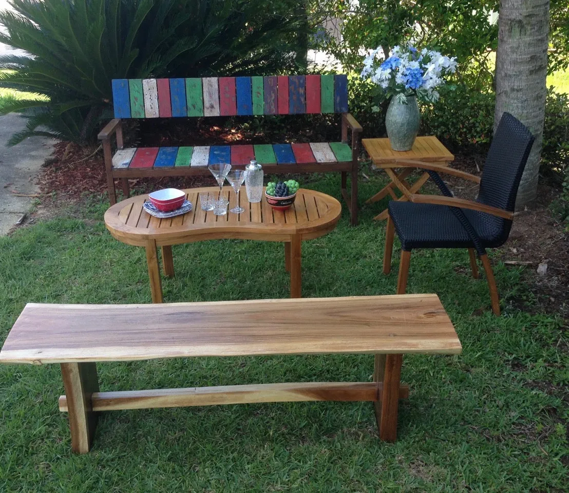 Suar Live Edge Slab Backless Bench approximately 69" long