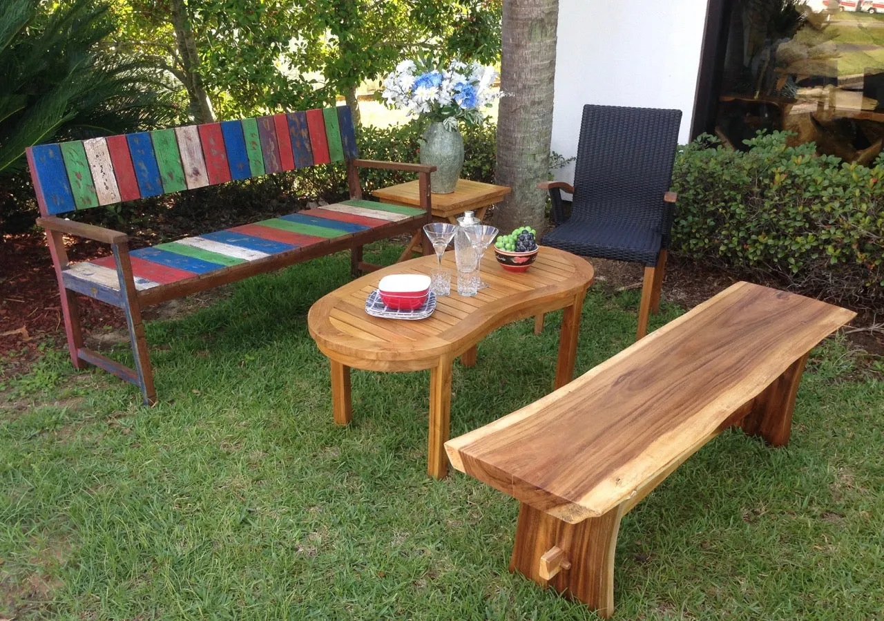 Suar Live Edge Slab Backless Bench approximately 69" long