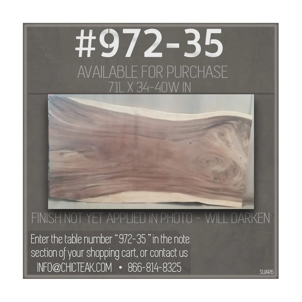 Suar Live Edge Unique Slab Dining Table - 71" Long (choice of table tops)