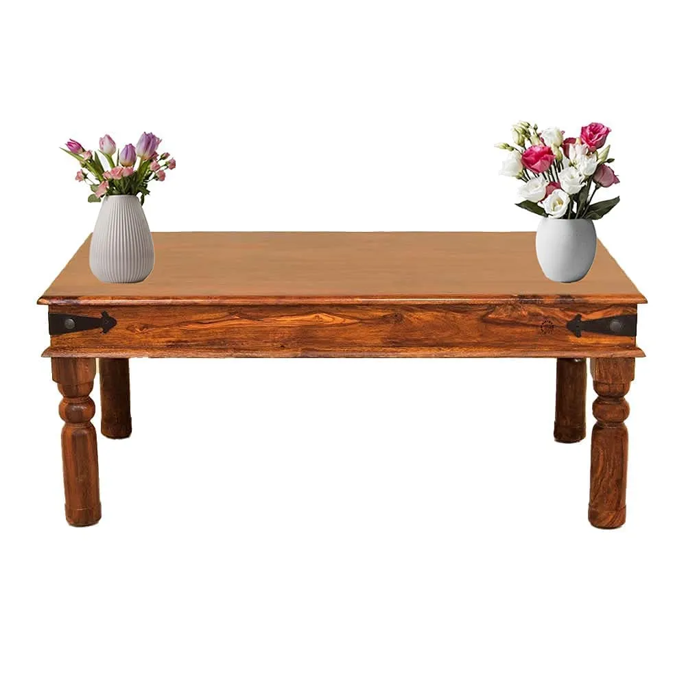 SWNA SOLID WOOD N ART Solid Wood Rectangle Center Coffee Table for Living Room Hall | Wooden Furniture Sofa Centre Coffee Table for Home Office | Natural