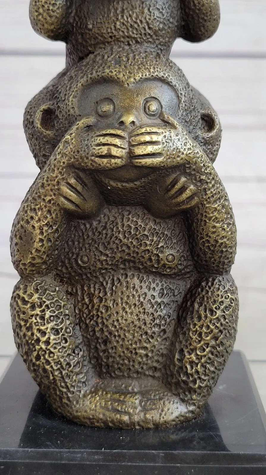 The Hear-No See-No Speak-No Evil Monkeys Statue pure 100% Real Bronze statue