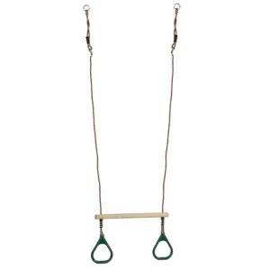 Trapeze Bar With Green Rings - Safe & Sturdy