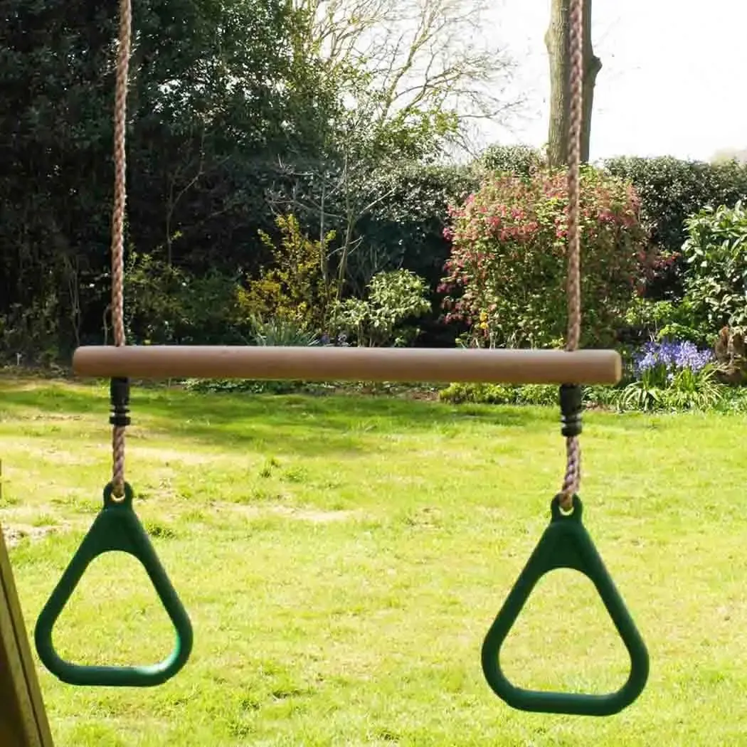 Trapeze Bar With Green Rings - Safe & Sturdy