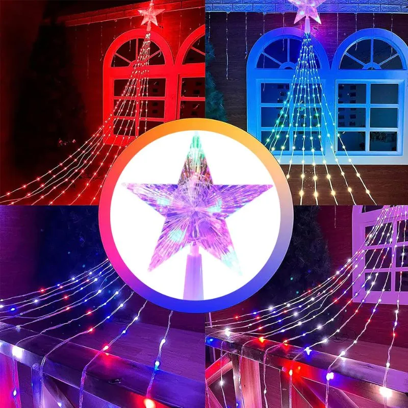 Twinkling Solar Star String Lights – 8 Modes for Holiday Decor