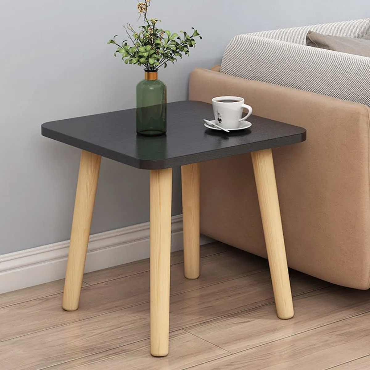 Welltrade Shoppee Wooden Square Coffee Table, End Table, Side Table for Living Room, Bedroom, Library, Balcony etc (Black)