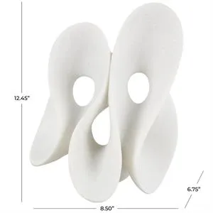 White PolystOne Abstract Wavy Shaped Sculpture with Cutouts and Speckled Texturing - 9" X 7" X 12"