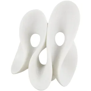 White PolystOne Abstract Wavy Shaped Sculpture with Cutouts and Speckled Texturing - 9" X 7" X 12"