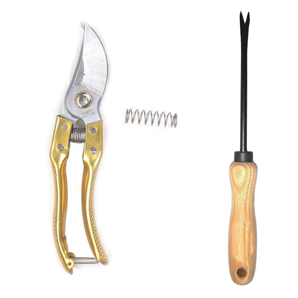 Your Brand Gardening Combo - Steel Garden Shears Pruners Scissor & Hand Weeder Straight